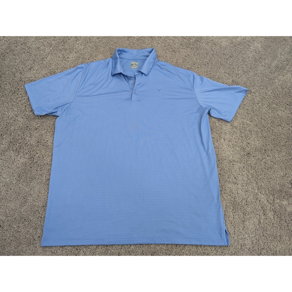 Callaway Polo Shirt Mens Extra Large Opti-Dri Blue Short Sleeve Logo Golf Casual
